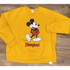 Disney Parks Mickey Mouse Disneyland Retro Sweatshirt Women XL Crewneck Mustard